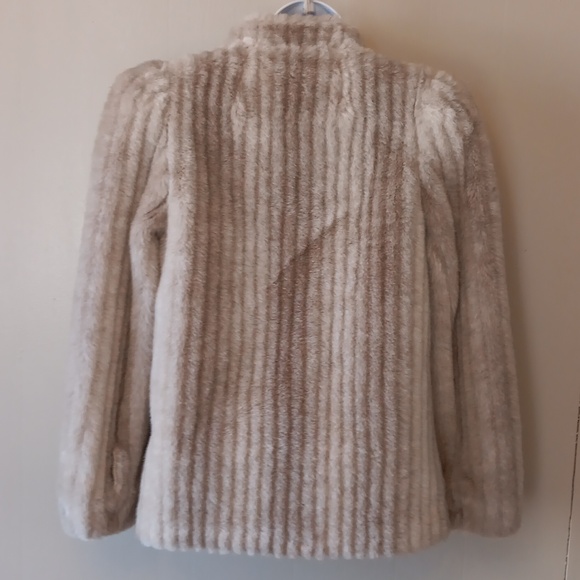 Cream Vintage Faux Fur Jacket, Retro Fall Winter Glam Coat 70s 80s Fashion - Picture 5 of 13